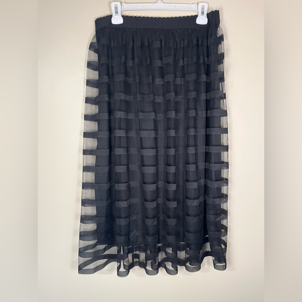 Metro Wear Black Sheer Midi Skirt Women’s Size M